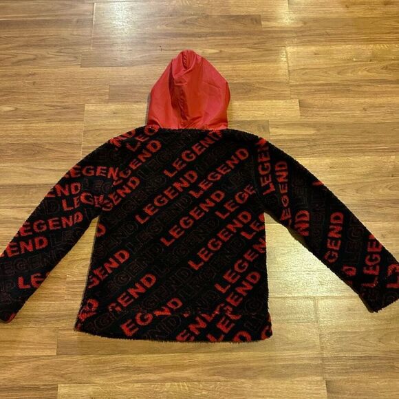 Quad Seven Red and Black Fleece Hooded Pullover | Boys Size 16/18 - Picture 7 of 9